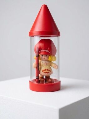 Vintage 1982 Talbot Toys Red Crayon Doll  Retro 80s PVC Figure Container Case